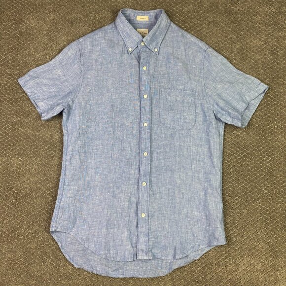 J. CREW Baird McNutt 100% Irish Linen Shirt Men's Small Blue Button Down - Picture 1 of 10